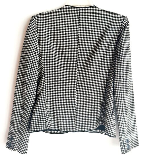 Vintage Oscar De La Renta Fine Houndstooth Cropped Wool Blazer XS - Picture 3 of 4